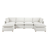 Annex Beige 6-Piece Chenille Modular Sectional with Two Ottomans by Homelegance at Eve Furniture