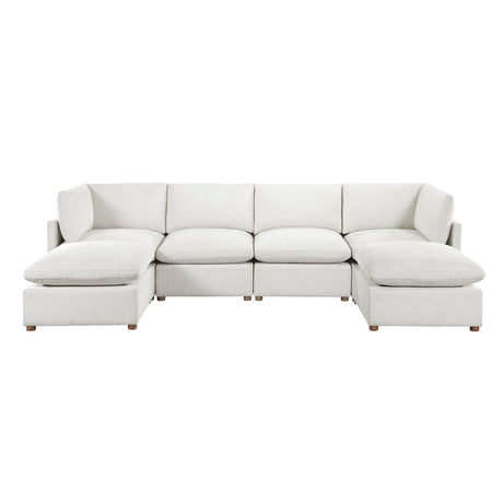 Annex Beige 6-Piece Chenille Modular Sectional with Two Ottomans by Homelegance at Eve Furniture