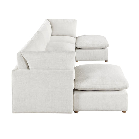 Annex Beige 6-Piece Chenille Modular Sectional with Two Ottomans by Homelegance at Eve Furniture