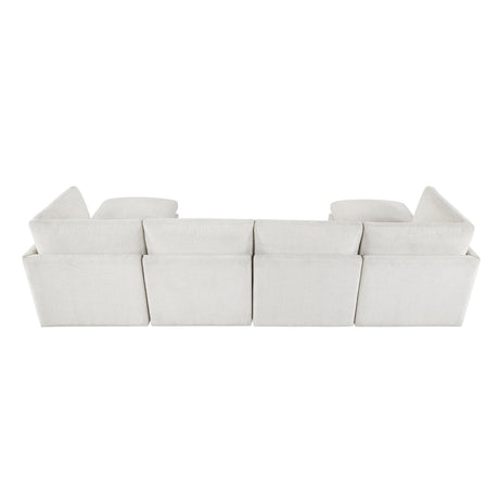 Annex Beige 6-Piece Chenille Modular Sectional with Two Ottomans by Homelegance at Eve Furniture