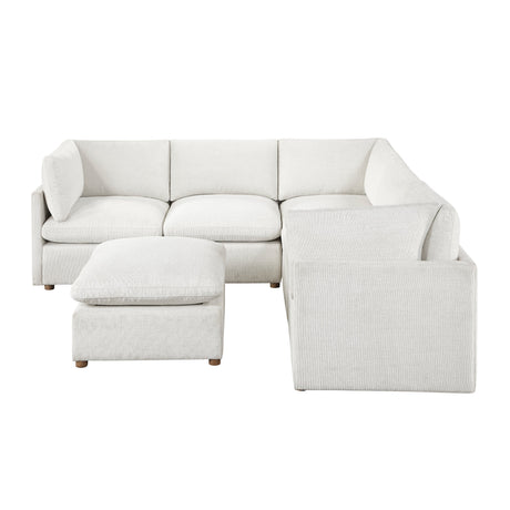 Annex Beige 6-PieceChenille Modular Sectional with Ottoman by Homelegance at Eve Furniture