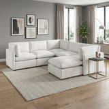 Annex Beige 6-PieceChenille Modular Sectional with Ottoman by Homelegance at Eve Furniture