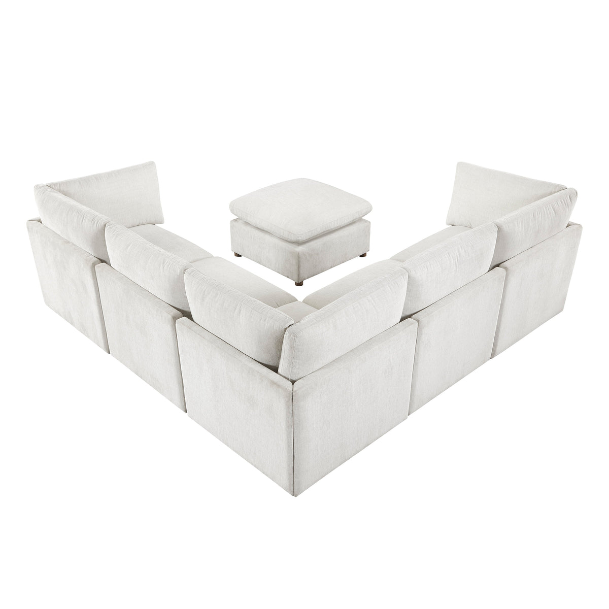Annex Beige 6-PieceChenille Modular Sectional with Ottoman by Homelegance at Eve Furniture