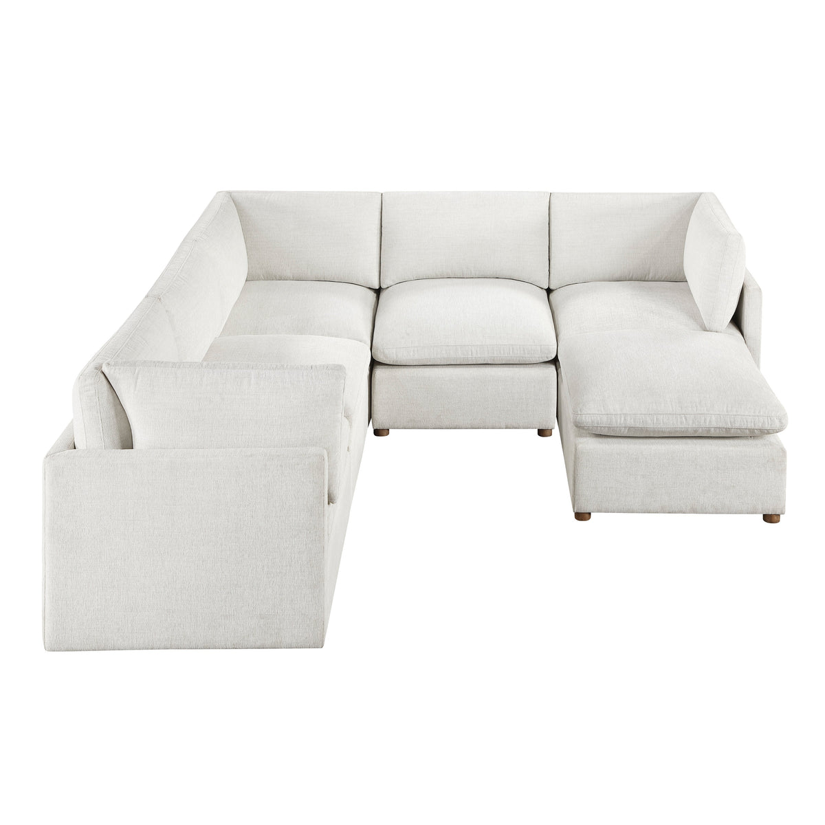 Annex Beige 6-PieceChenille Modular Sectional with Ottoman by Homelegance at Eve Furniture
