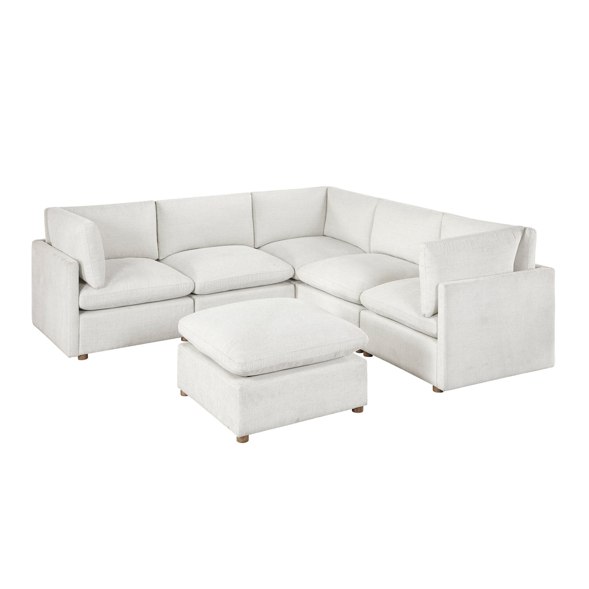 Annex Beige 6-PieceChenille Modular Sectional with Ottoman by Homelegance at Eve Furniture
