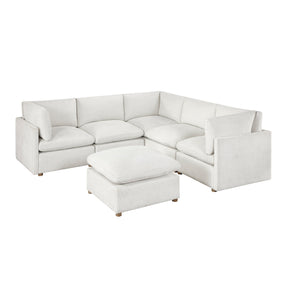 Annex Beige 6-PieceChenille Modular Sectional with Ottoman by Homelegance at Eve Furniture