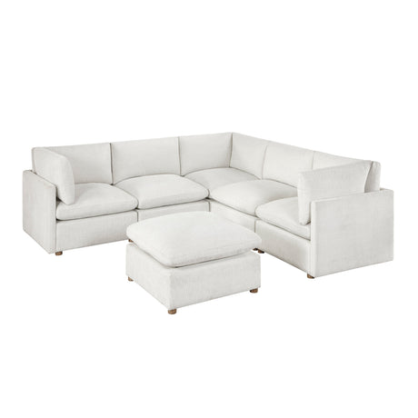 Annex Beige 6-PieceChenille Modular Sectional with Ottoman by Homelegance at Eve Furniture