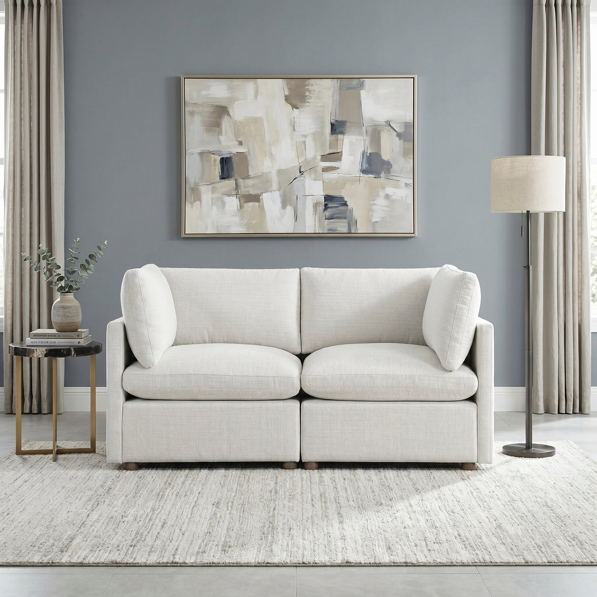 Annex Beige Chenille Loveseat