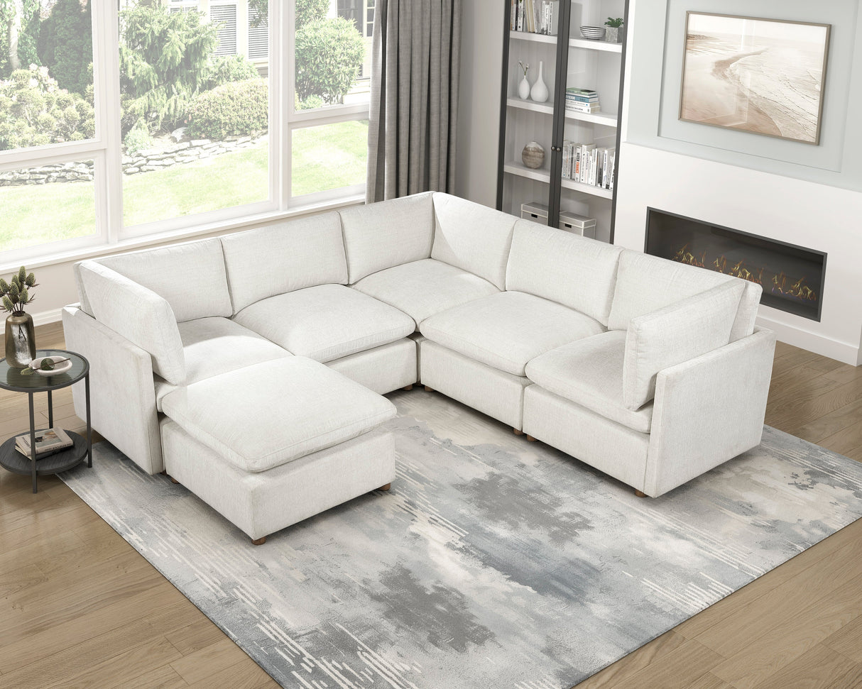 Annex Beige Chenille Ottoman