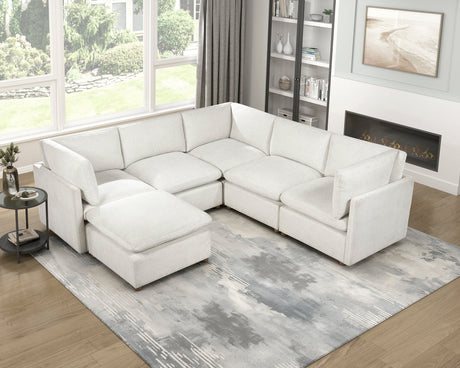 Annex Beige Chenille Ottoman by Homelegance at Eve Furniture
