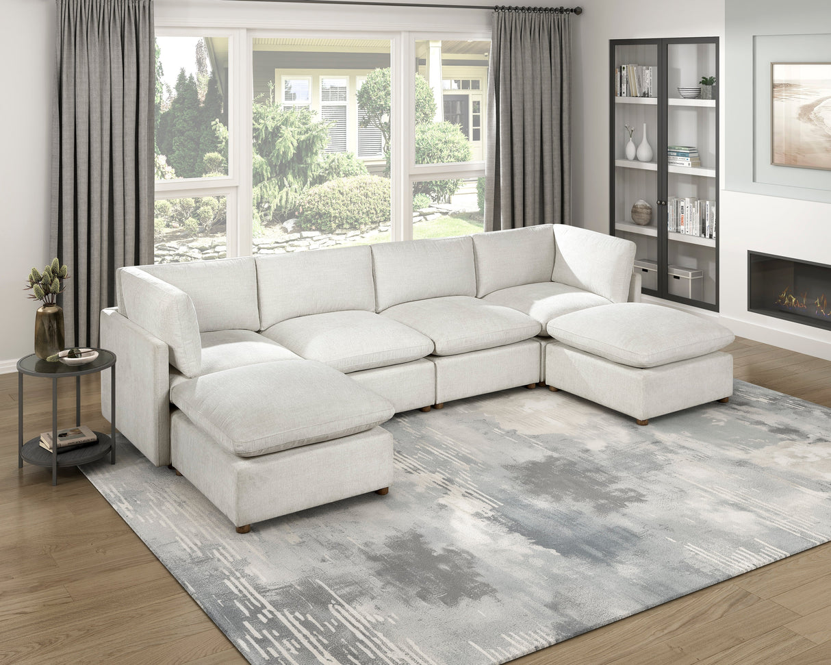Annex Beige Chenille Ottoman