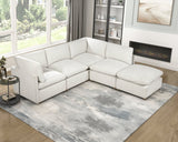 Annex Beige Chenille Ottoman
