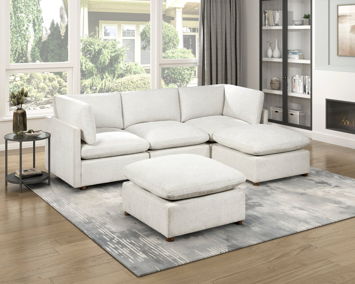 Annex Beige Chenille Ottoman