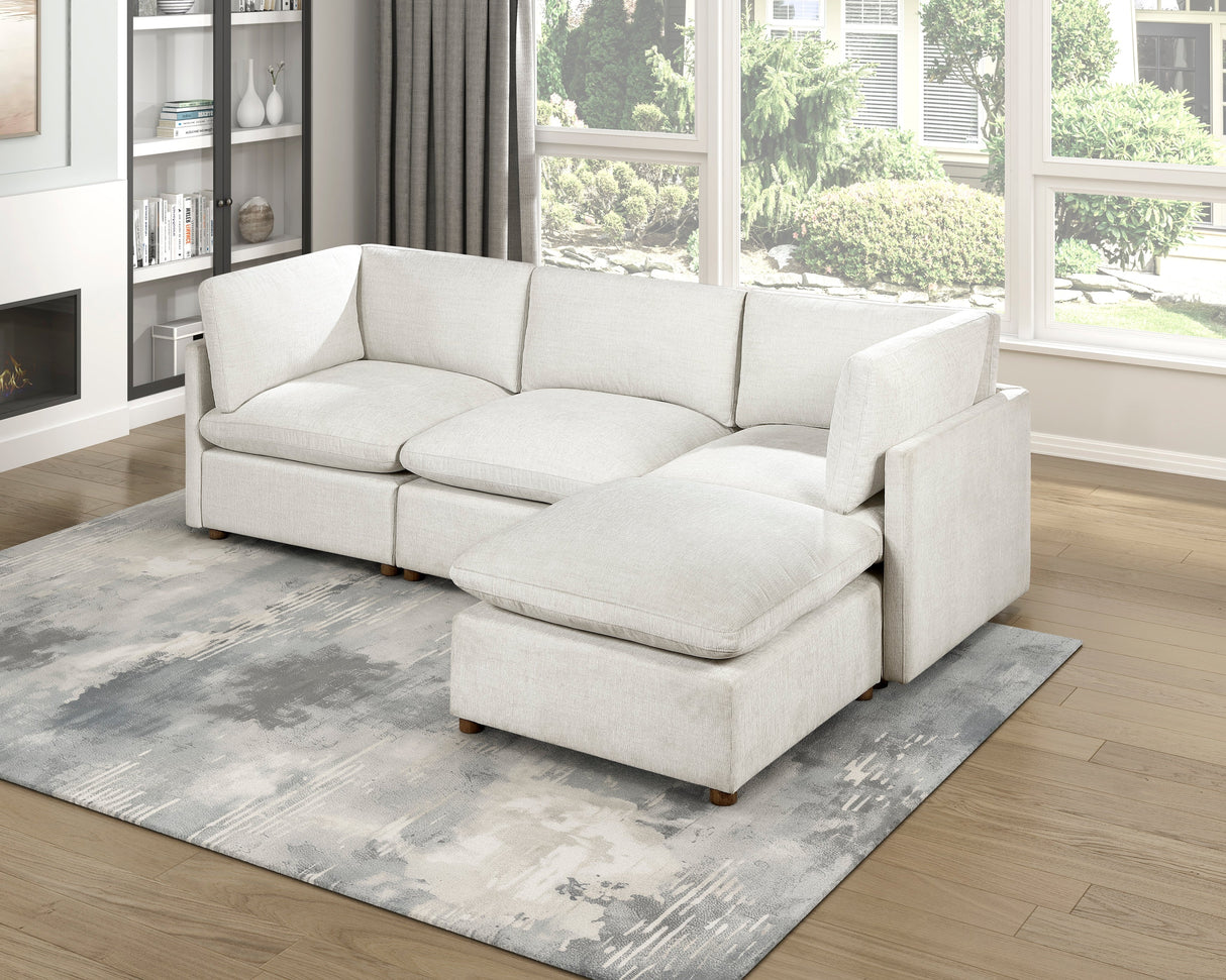 Annex Beige Chenille Ottoman