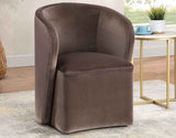 Annie Chocolate Velvet Barrel Chair w/Casters, Set of 2 by Steve Silver at Eve Furniture