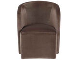 Annie Chocolate Velvet Barrel Chair w/Casters, Set of 2 by Steve Silver at Eve Furniture
