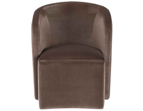 Annie Chocolate Velvet Barrel Chair w/Casters, Set of 2 by Steve Silver at Eve Furniture