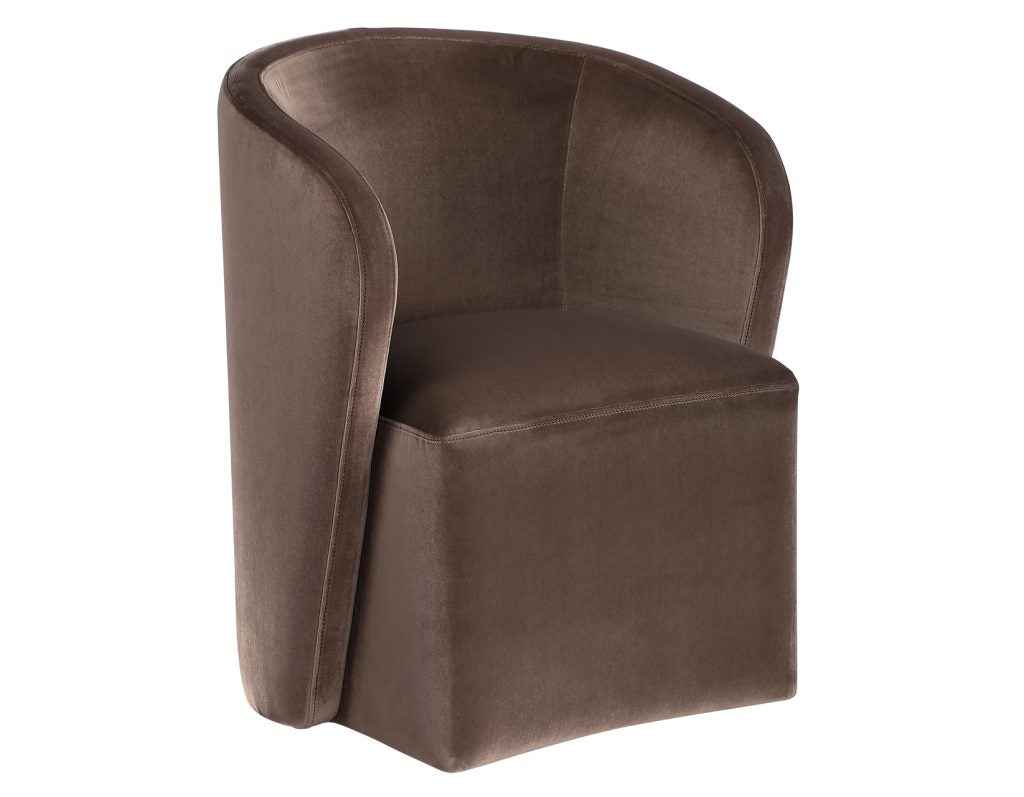 Annie Chocolate Velvet Barrel Chair w/Casters, Set of 2 by Steve Silver at Eve Furniture