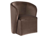 Annie Chocolate Velvet Barrel Chair w/Casters, Set of 2 by Steve Silver at Eve Furniture