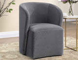 Annie Gray Velvet Barrel Chair w/Casters, Set of 2 by Steve Silver at Eve Furniture