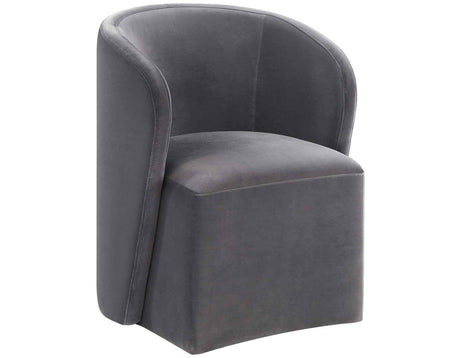 Annie Gray Velvet Barrel Chair w/Casters, Set of 2 by Steve Silver at Eve Furniture