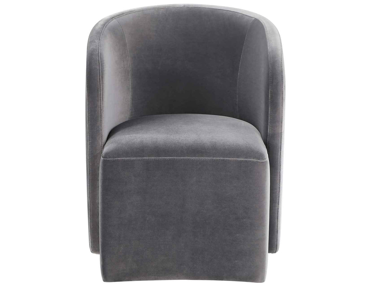 Annie Gray Velvet Barrel Chair w/Casters, Set of 2 by Steve Silver at Eve Furniture