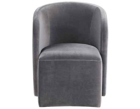 Annie Gray Velvet Barrel Chair w/Casters, Set of 2 by Steve Silver at Eve Furniture