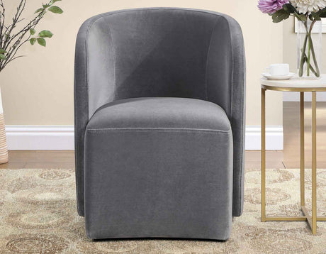 Annie Gray Velvet Barrel Chair w/Casters, Set of 2 by Steve Silver at Eve Furniture