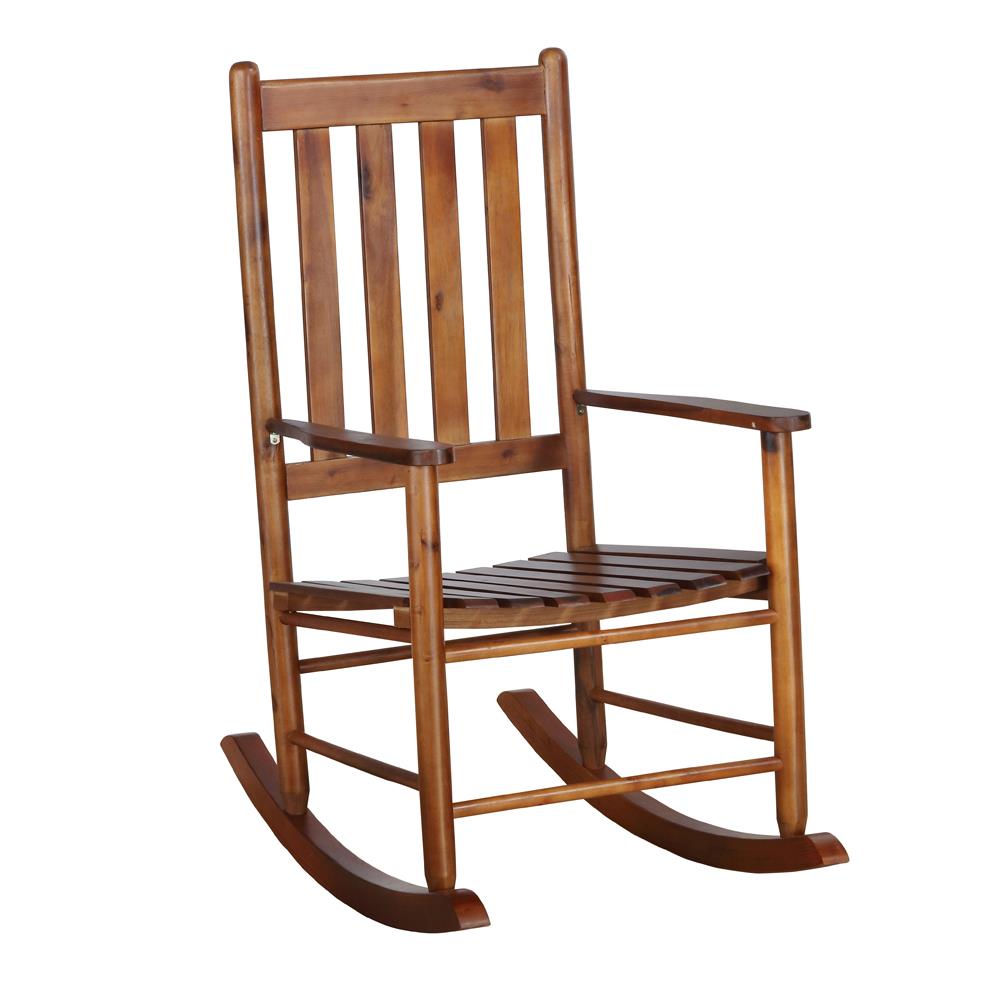 Annie Golden Brown Slat Back Wooden Rocking Chair