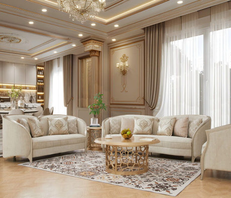 Anousheh Beige/Gold 3-Piece Living Room Set by Homey Design at Eve Furniture
