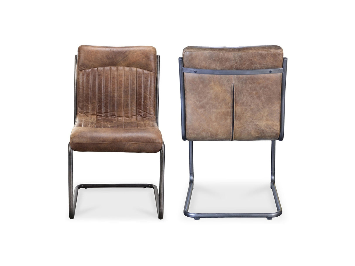 Anse Brown Leatherl Dining Chair (Set of 2) by Moe's Home at Eve Furniture