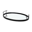 Ansel 20L x 14W Black Metal Mirrored Bottom Oval Serving Tray by Mercana at Eve Furniture