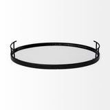 Ansel Black Metal Mirrored Bottom Oval Serving Tray by Mercana at Eve Furniture