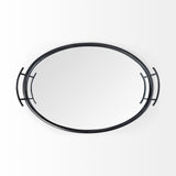 Ansel Black Metal Mirrored Bottom Oval Serving Tray by Mercana at Eve Furniture
