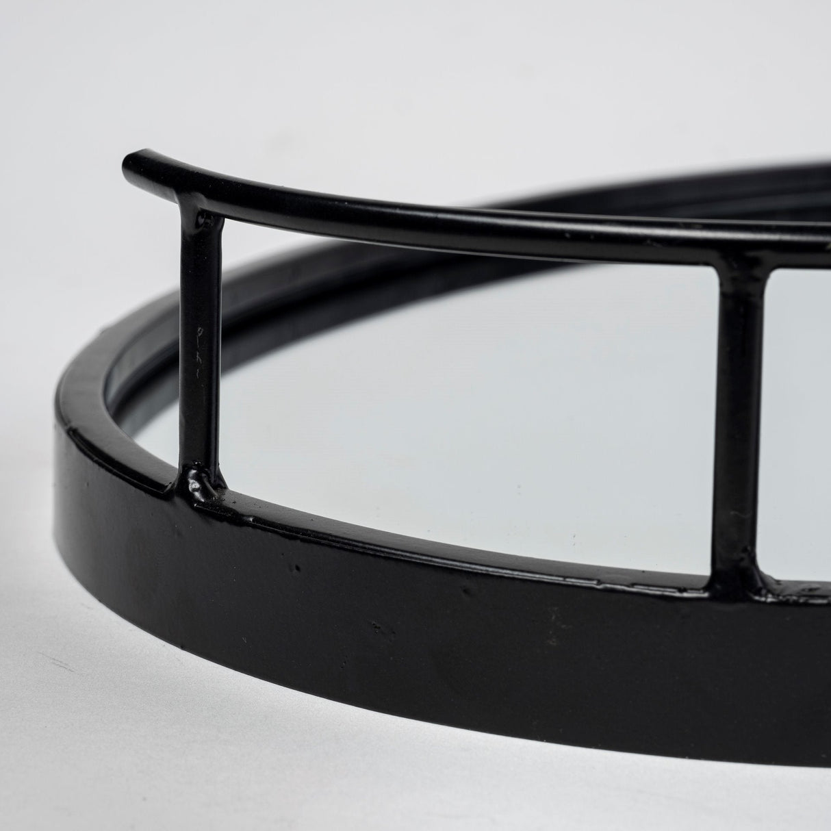 Ansel Black Metal Mirrored Bottom Oval Serving Tray by Mercana at Eve Furniture