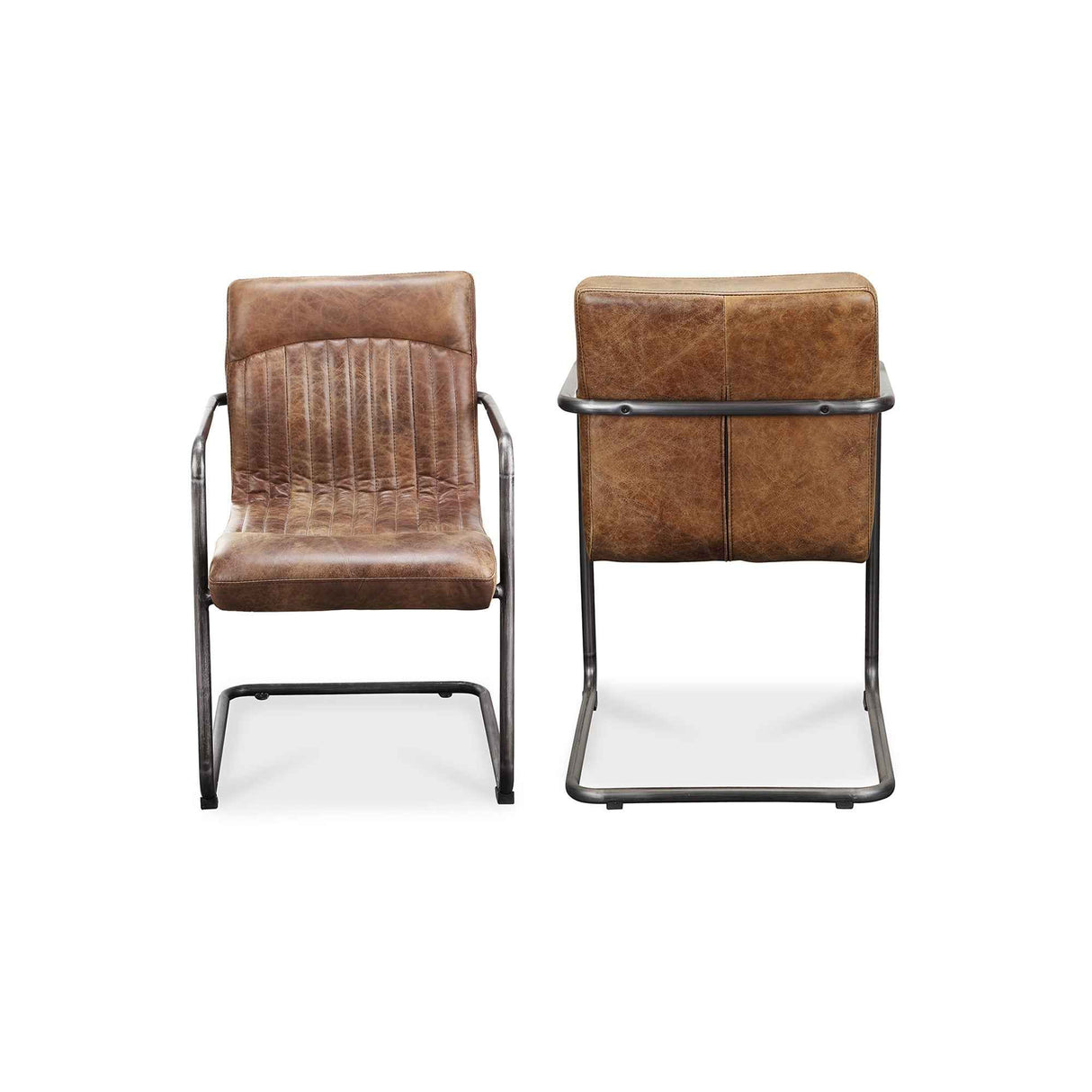 Ansel Brown Leather Arm Chair (Set of 2) by Moe's Home at Eve Furniture