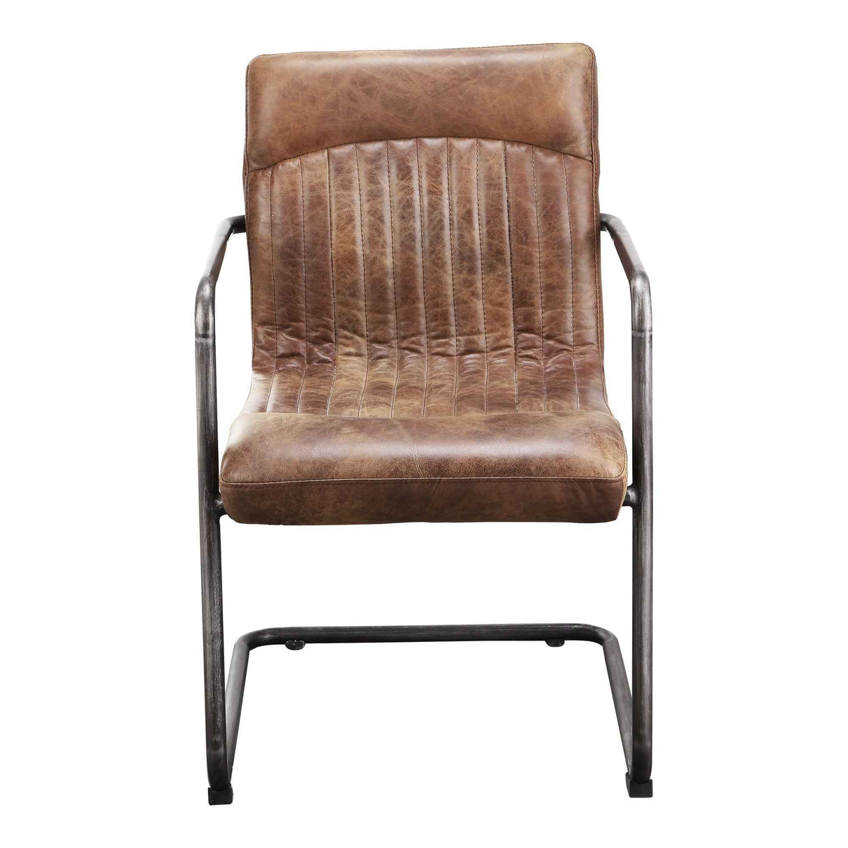 Ansel Brown Leather Arm Chair (Set of 2) by Moe's Home at Eve Furniture