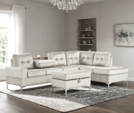 Anserra Gray Reversible Sectional with Ottoman by Happy Homes at Eve Furniture