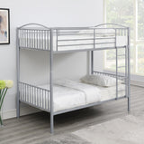 Anson Silver Twin over Twin Bunk Bed with Ladder