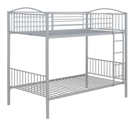 Anson Silver Twin over Twin Bunk Bed with Ladder