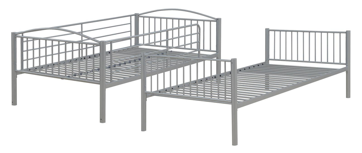 Anson Silver Twin over Twin Bunk Bed with Ladder