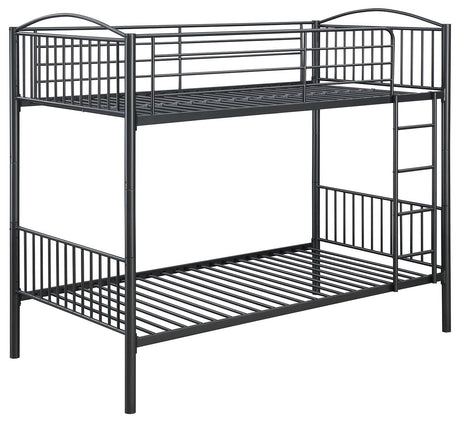 Anson Gunmetal Twin over Twin Bunk Bed with Ladder