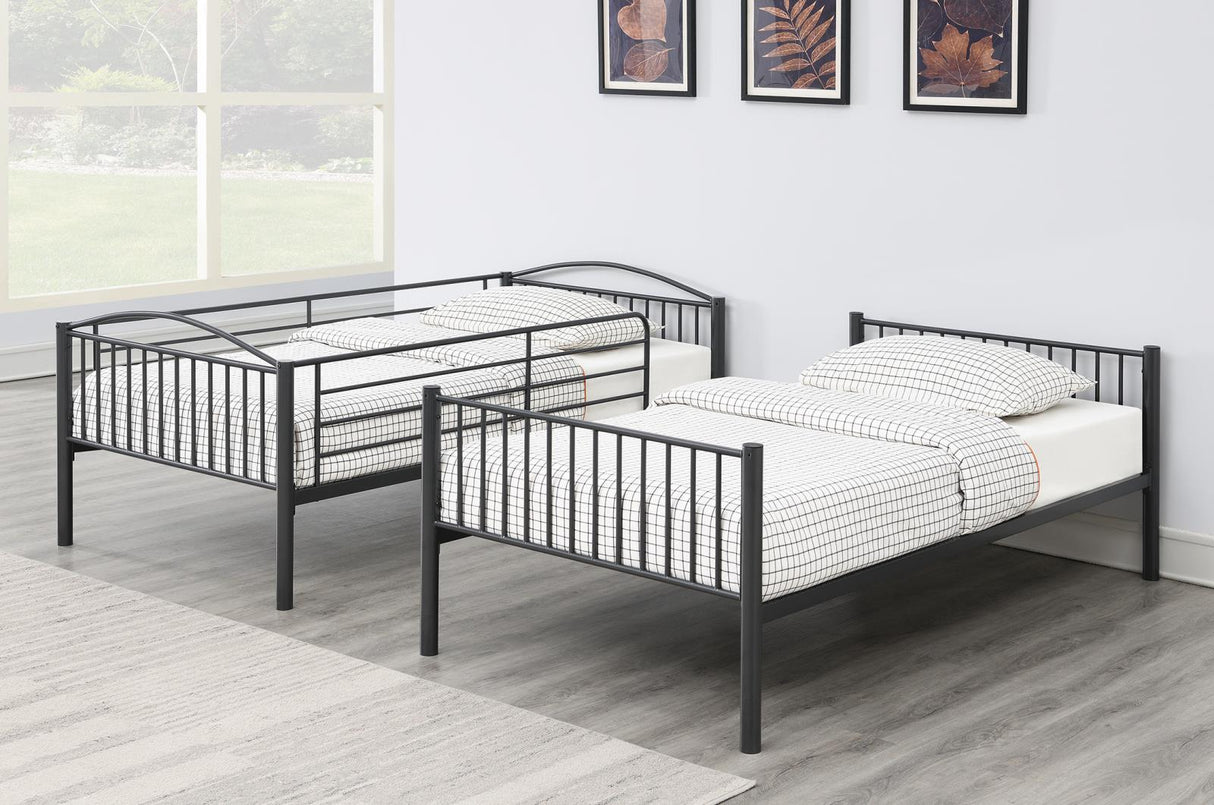 Anson Gunmetal Twin over Twin Bunk Bed with Ladder