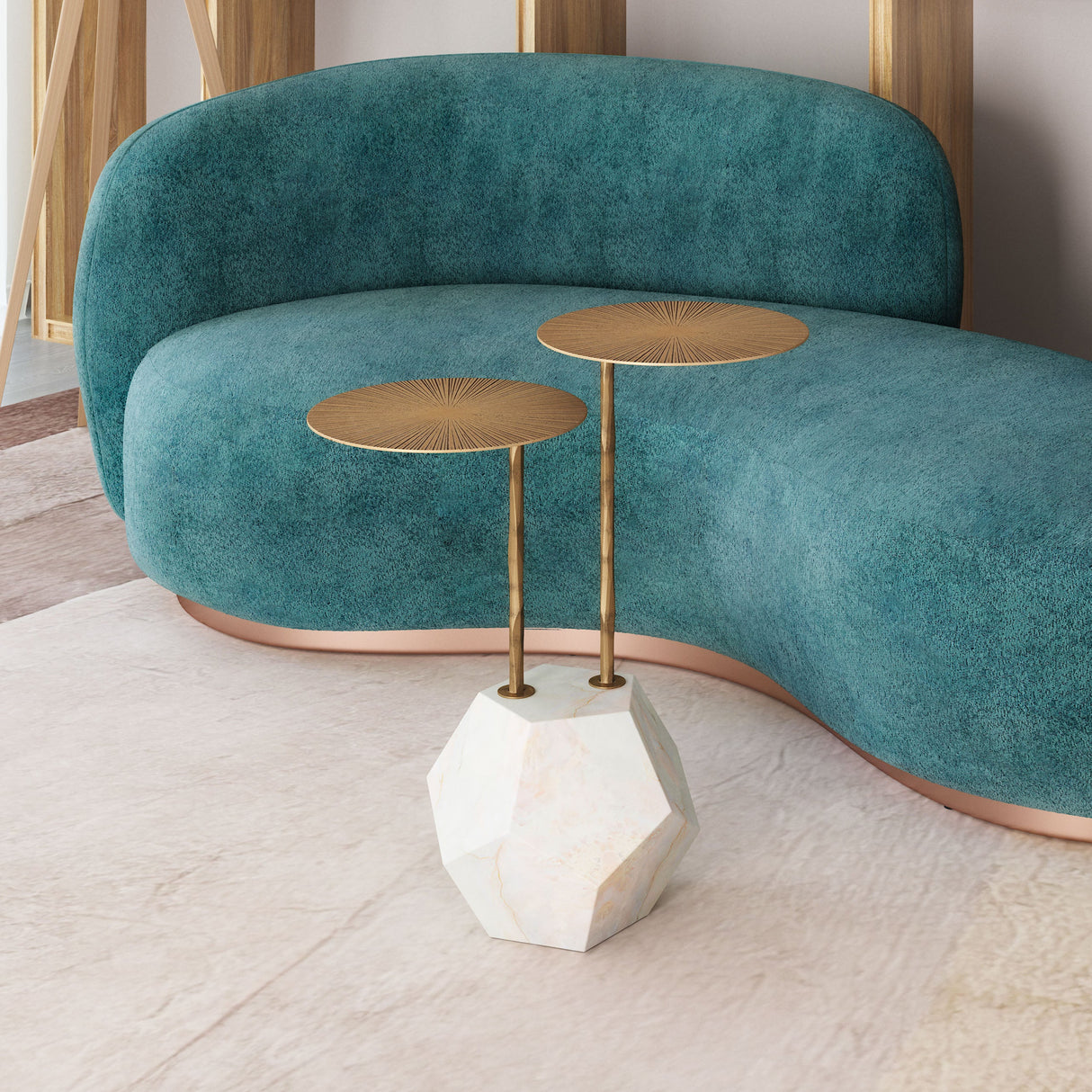 Anten Brass & White Side Table by Zuomod at Eve Furniture