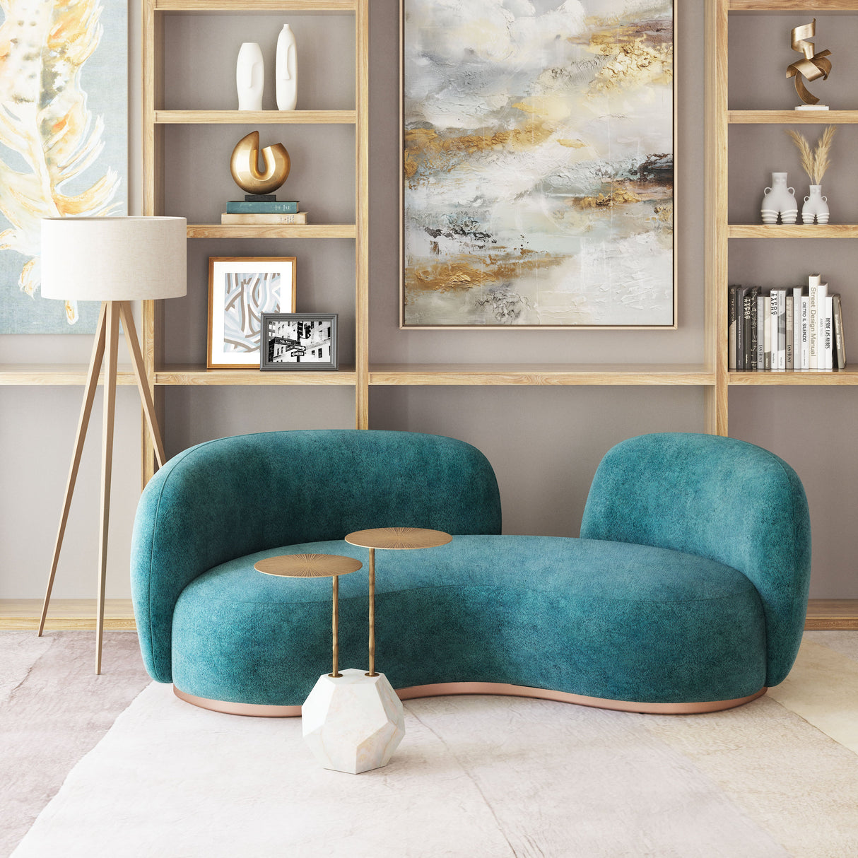 Anten Brass & White Side Table by Zuomod at Eve Furniture