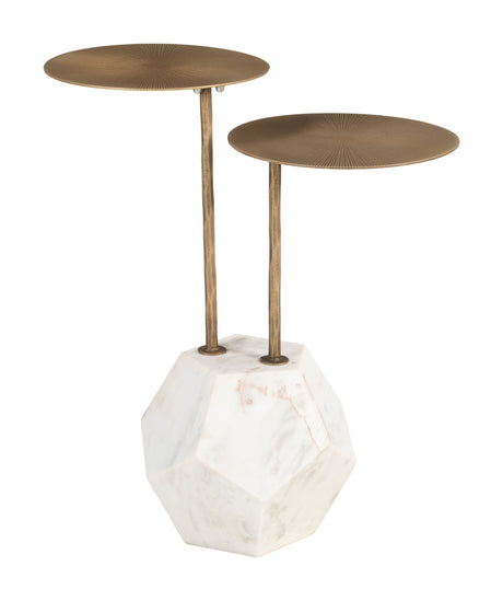 Anten Brass & White Side Table by Zuomod at Eve Furniture