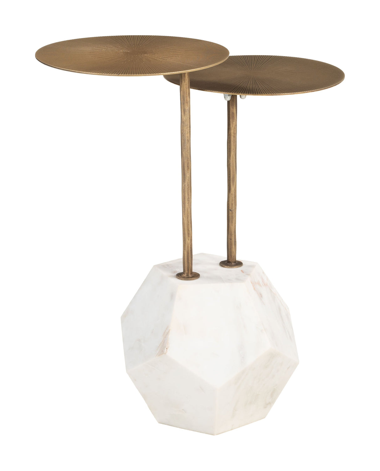 Anten Brass & White Side Table by Zuomod at Eve Furniture