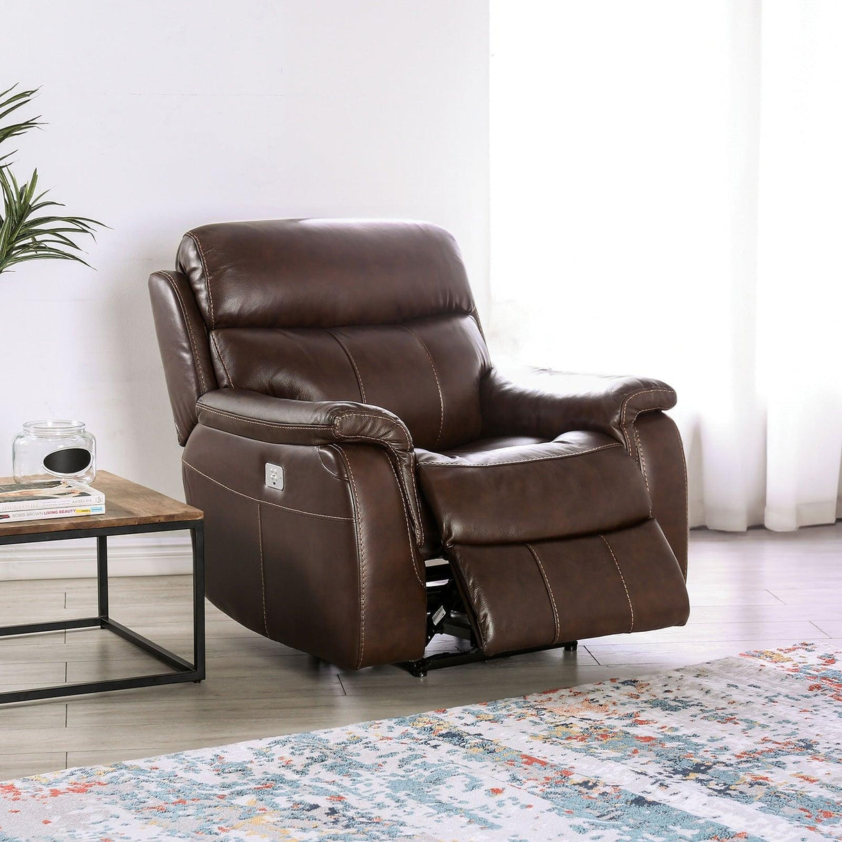 Antenor Brown Power Recliner by Furniture of America at Eve Furniture