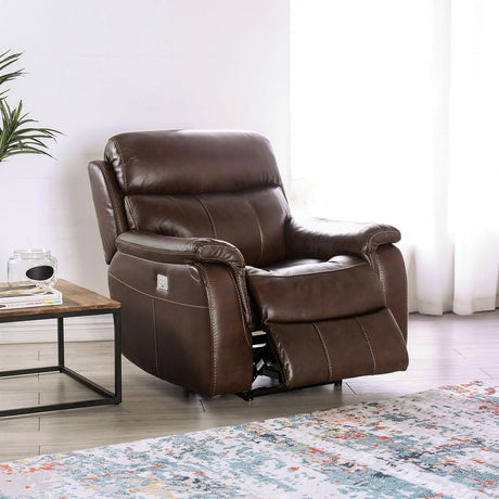 Antenor Brown Power Recliner by Furniture of America at Eve Furniture