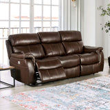 Antenor Brown Top Grain Leather Match Power Reclining Sofa & Loveseat by Furniture of America at Eve Furniture
